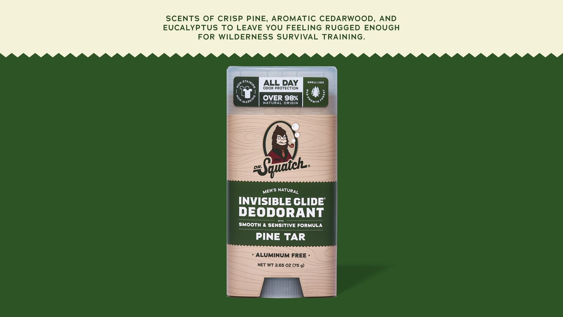 Pine Tar Invisible Glide Deodorant - Premium Clean Carry