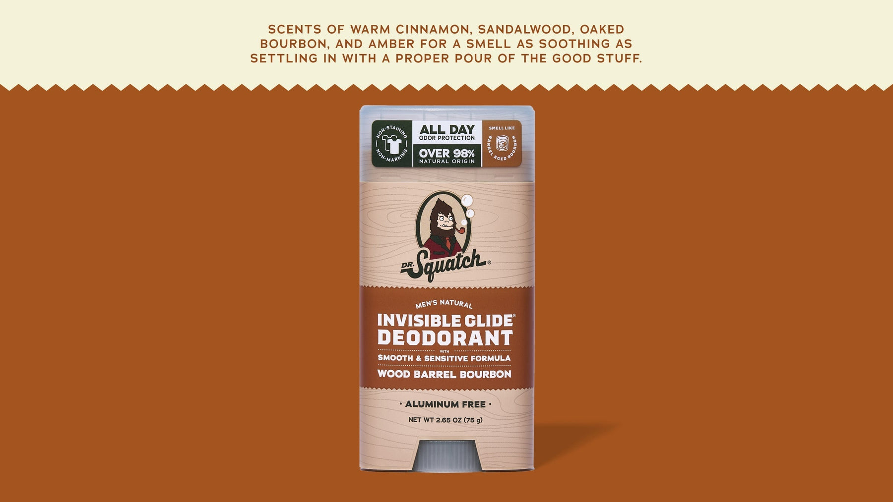 Wood Barrel Bourbon Invisible Glide Deodorant - Bright Daily Bar