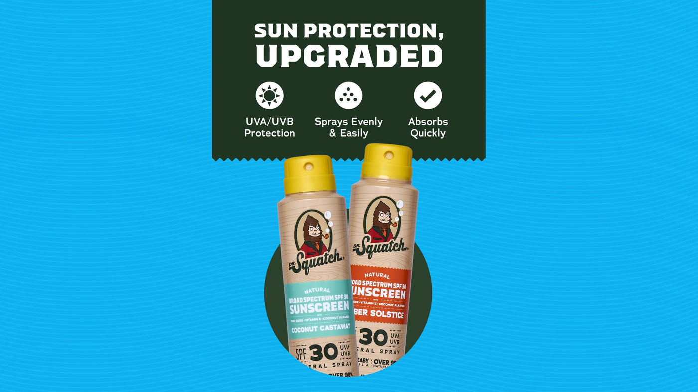 Dr. Squatch Spray Sunscreen 2-Pack | SPF 30 UVA/UVB Protection | Non-Greasy Mineral Sunscreen for Men - Beach Ready