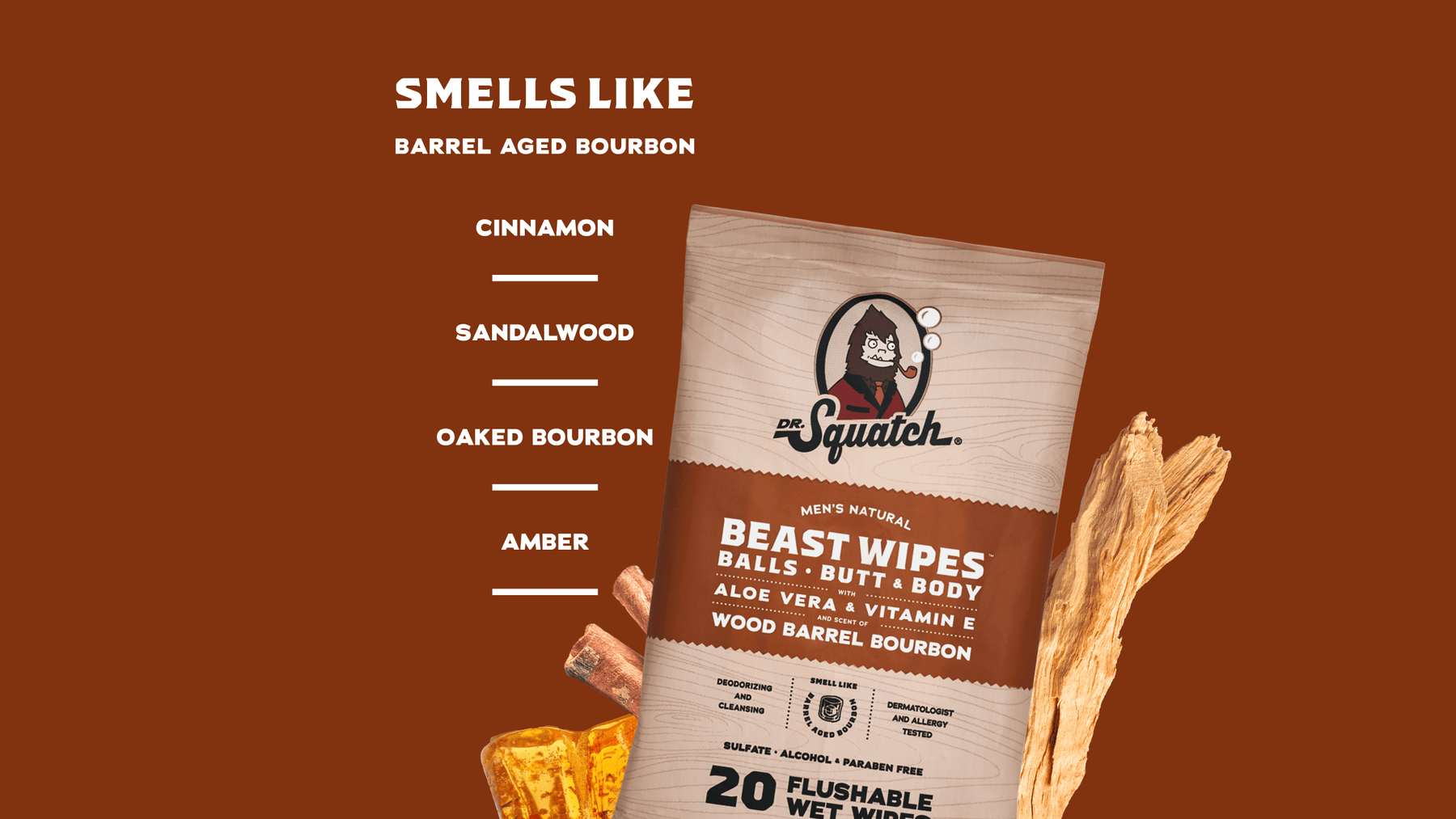 Wood Barrel Bourbon Wipes - Pocket Clean